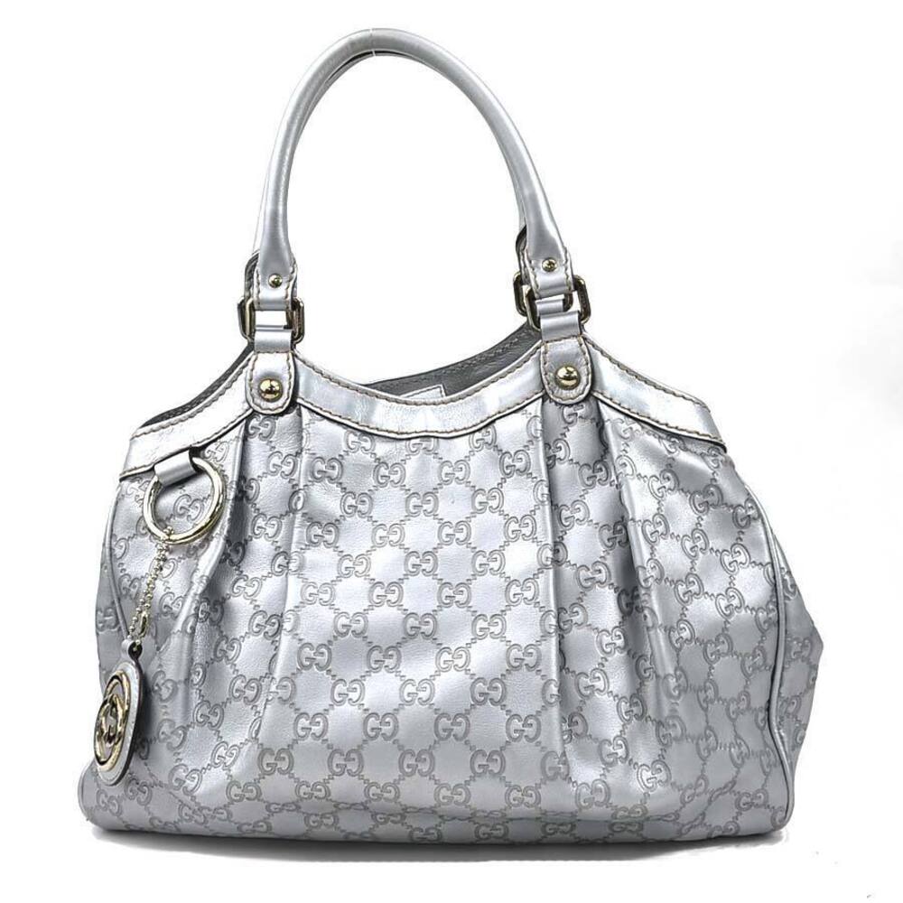 Gucci Handbag Guccissima Sukey Leather Silver